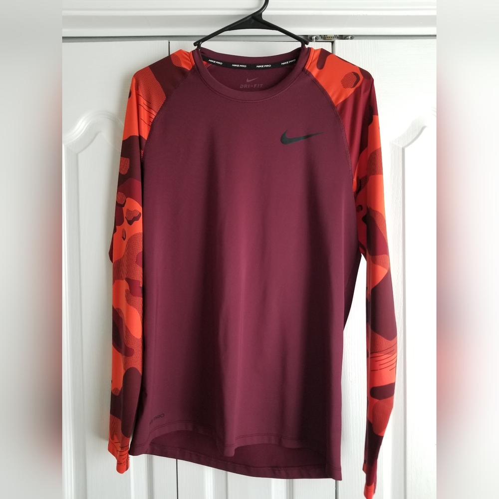 Maroon Nike Dri-fit long sleeve